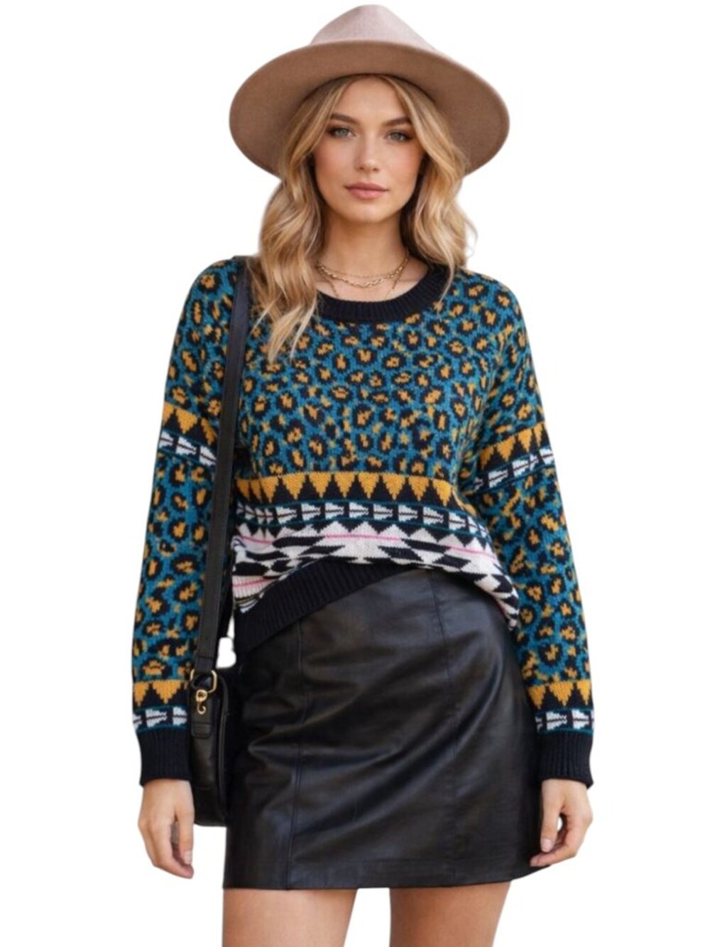 WRANGLER RETRO INDIE SWEATER SOFT PRAIRIE COWGIRL PRINT CABINCORE XL